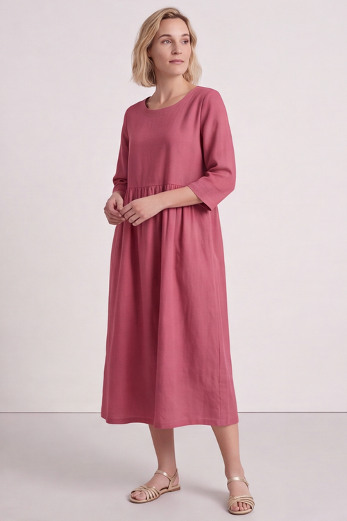 Linette Linen Dress Pink - Image 3