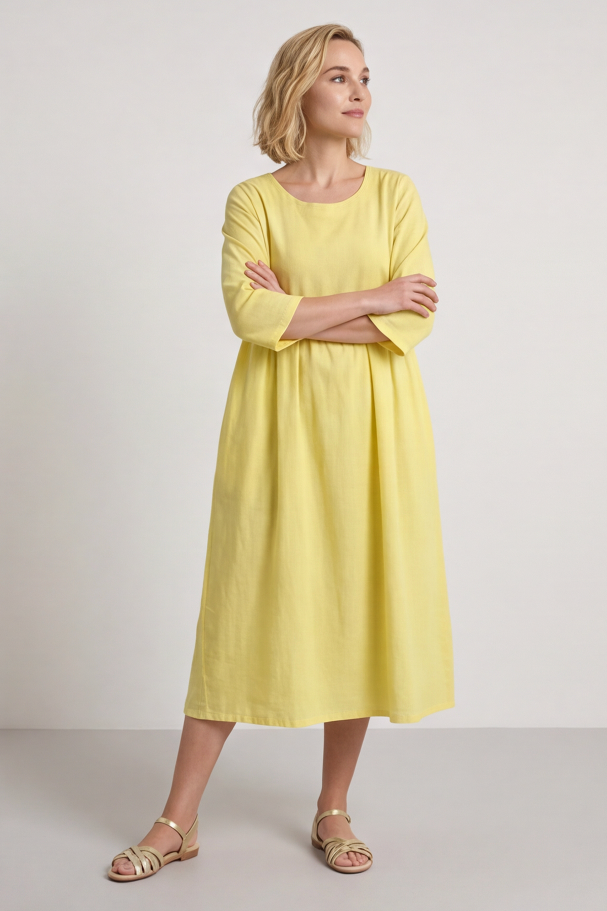Linette Linen Dress Yellow