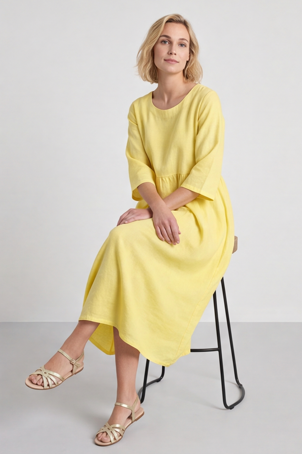 Linette Linen Dress Yellow