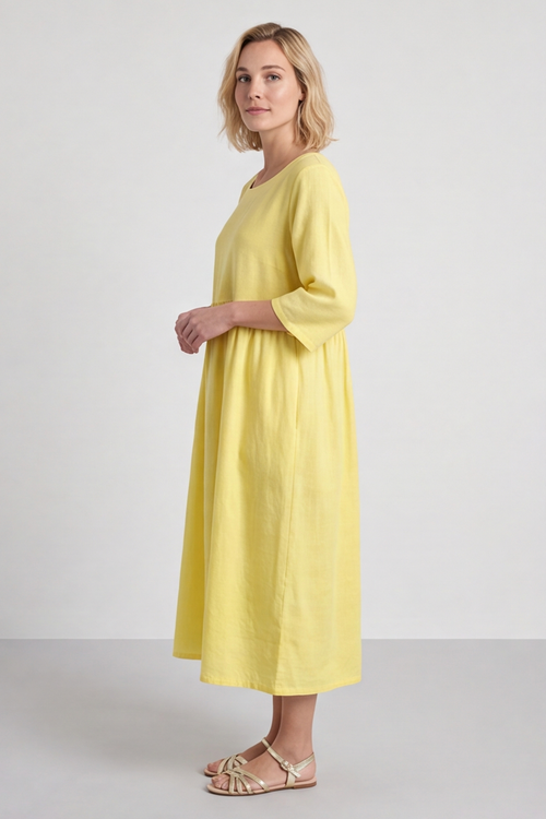 Linette Linen Dress Yellow - Image 7