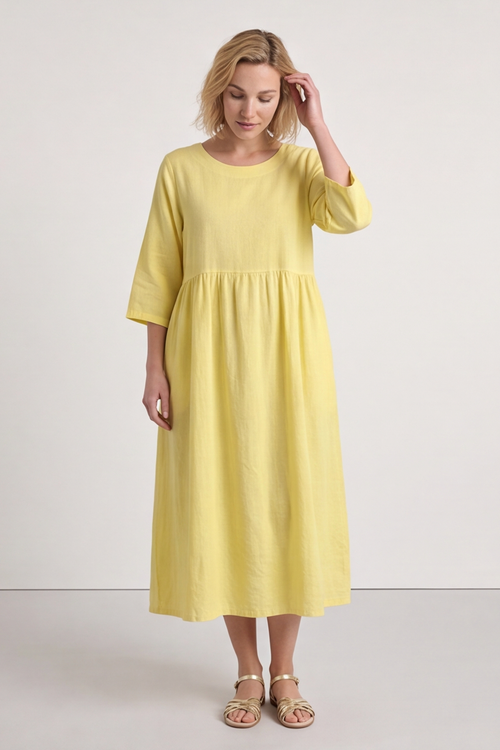 Linette Linen Dress Yellow - Image 8