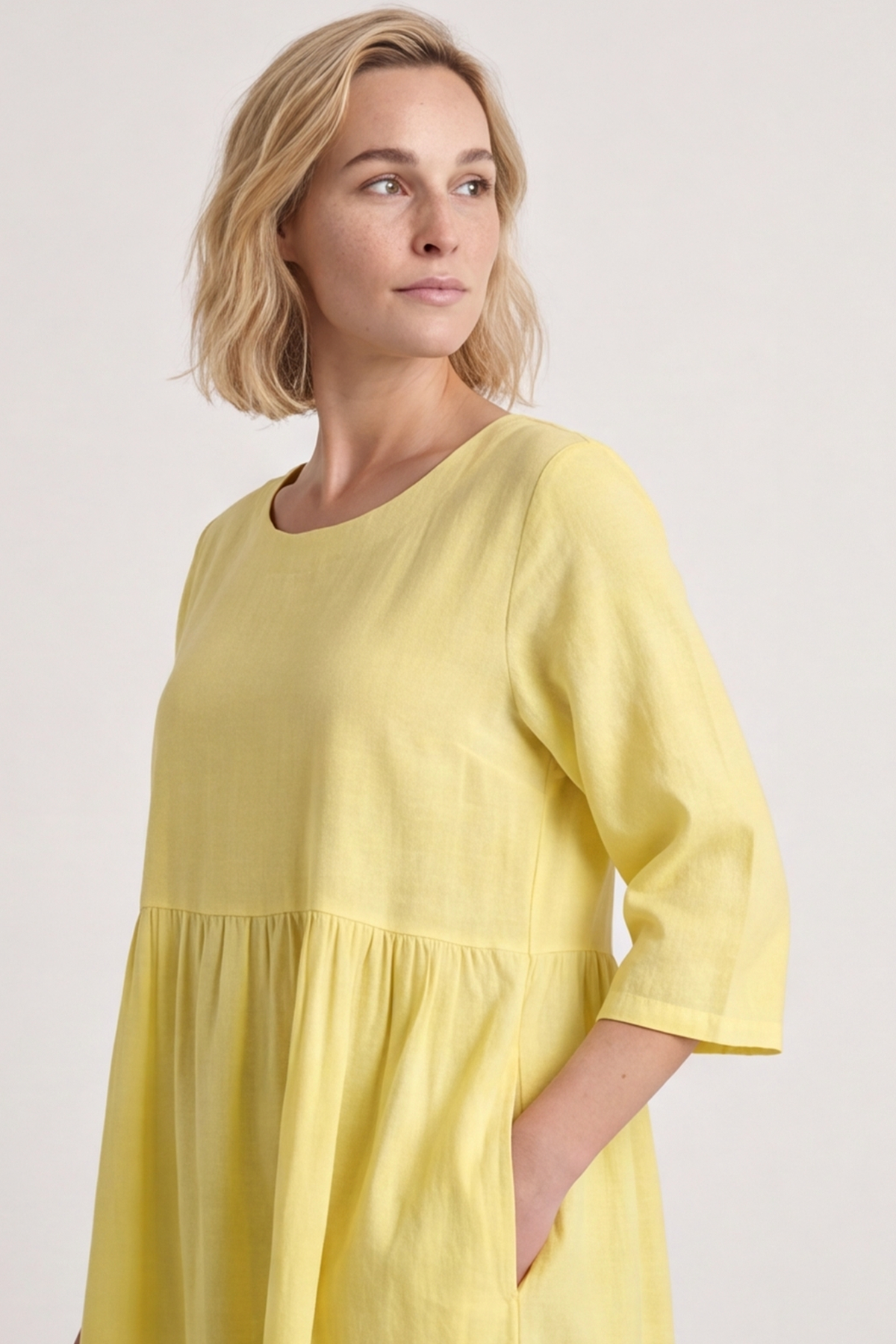 Linette Linen Dress Yellow