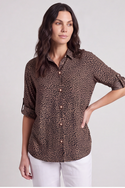 Thea Cocoa Print Shirt - Image 4