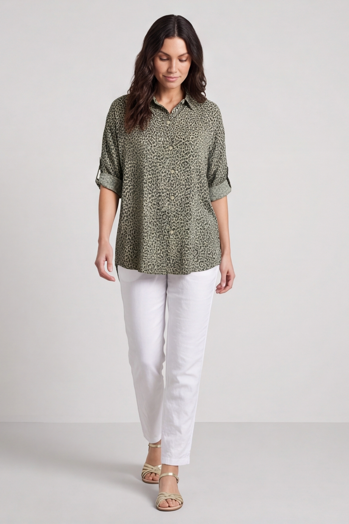 Thea Khaki Print Shirt