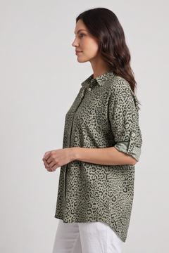 Thea Khaki Print Shirt