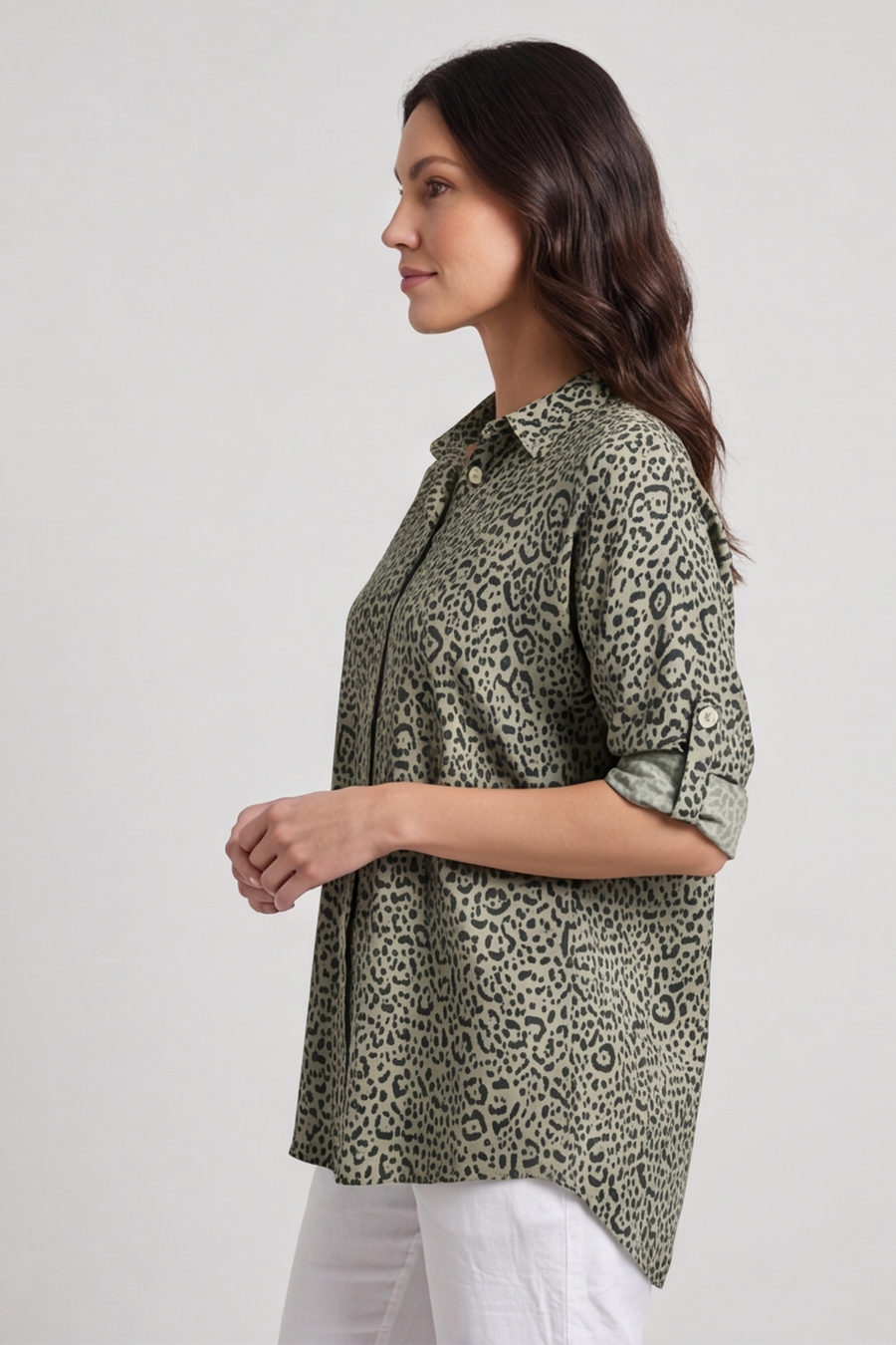Thea Khaki Print Shirt