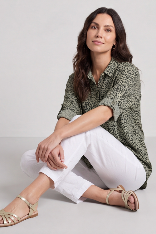 Thea Khaki Print Shirt - Image 4