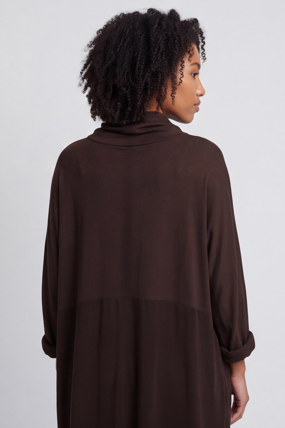 Libby Cowl Neck Cotton Dress Cocoa