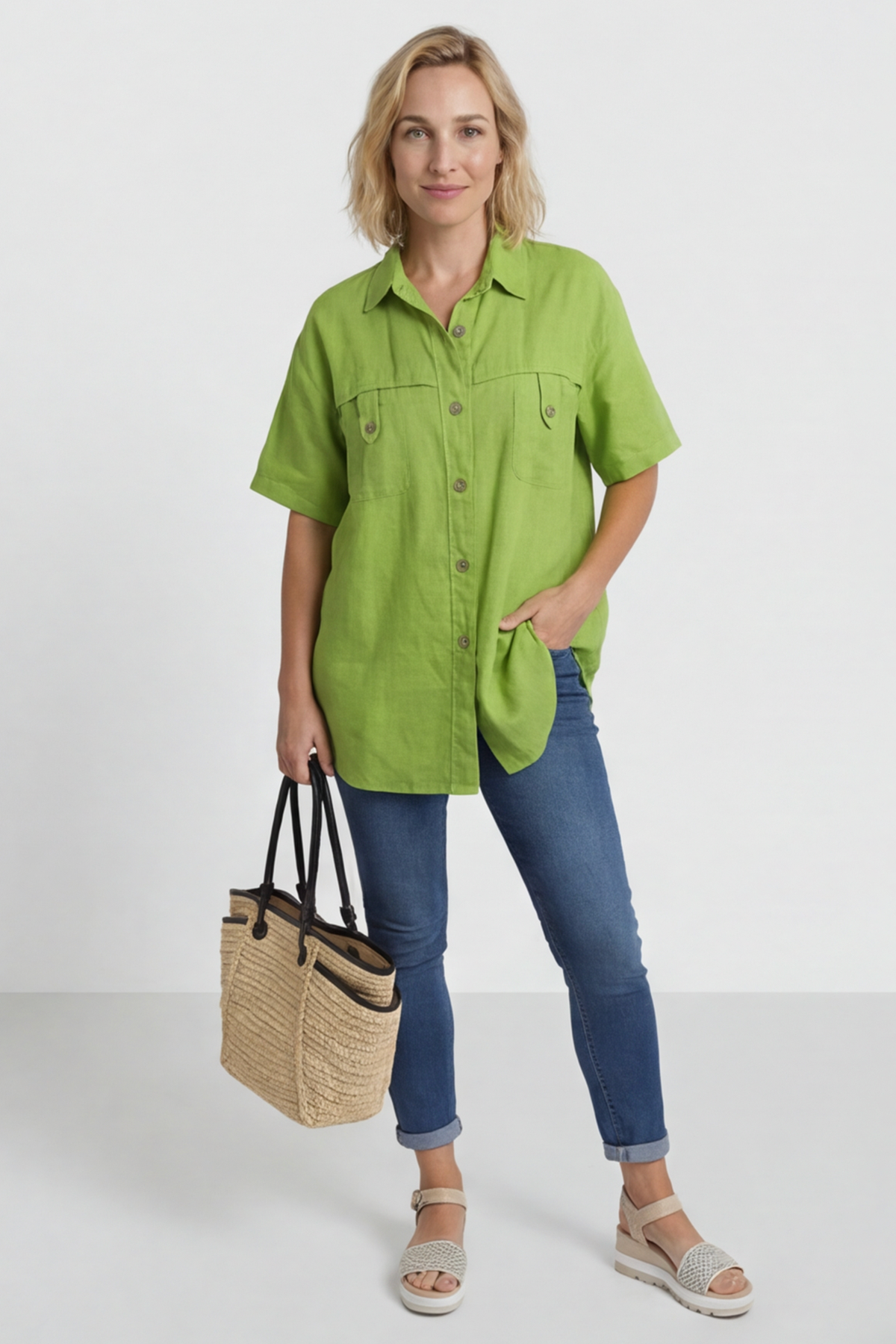 Lily Linen Shirt Olive