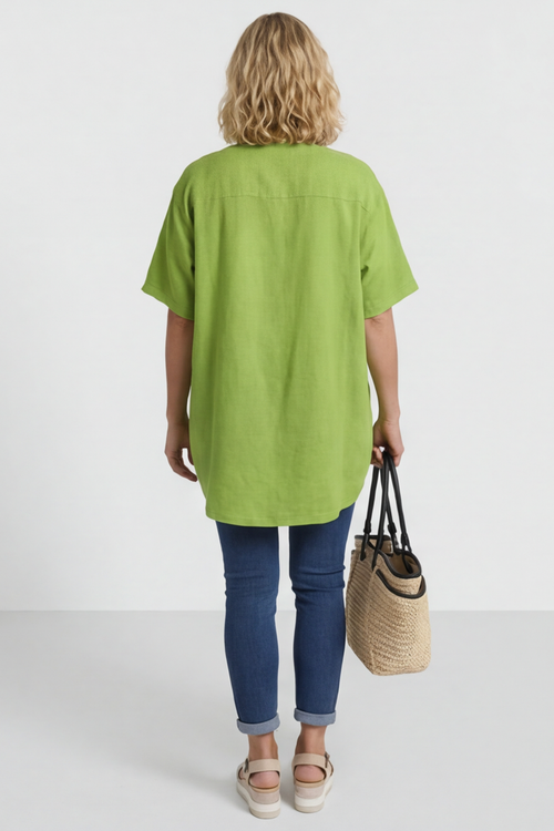 Lily Linen Shirt Olive - Image 4