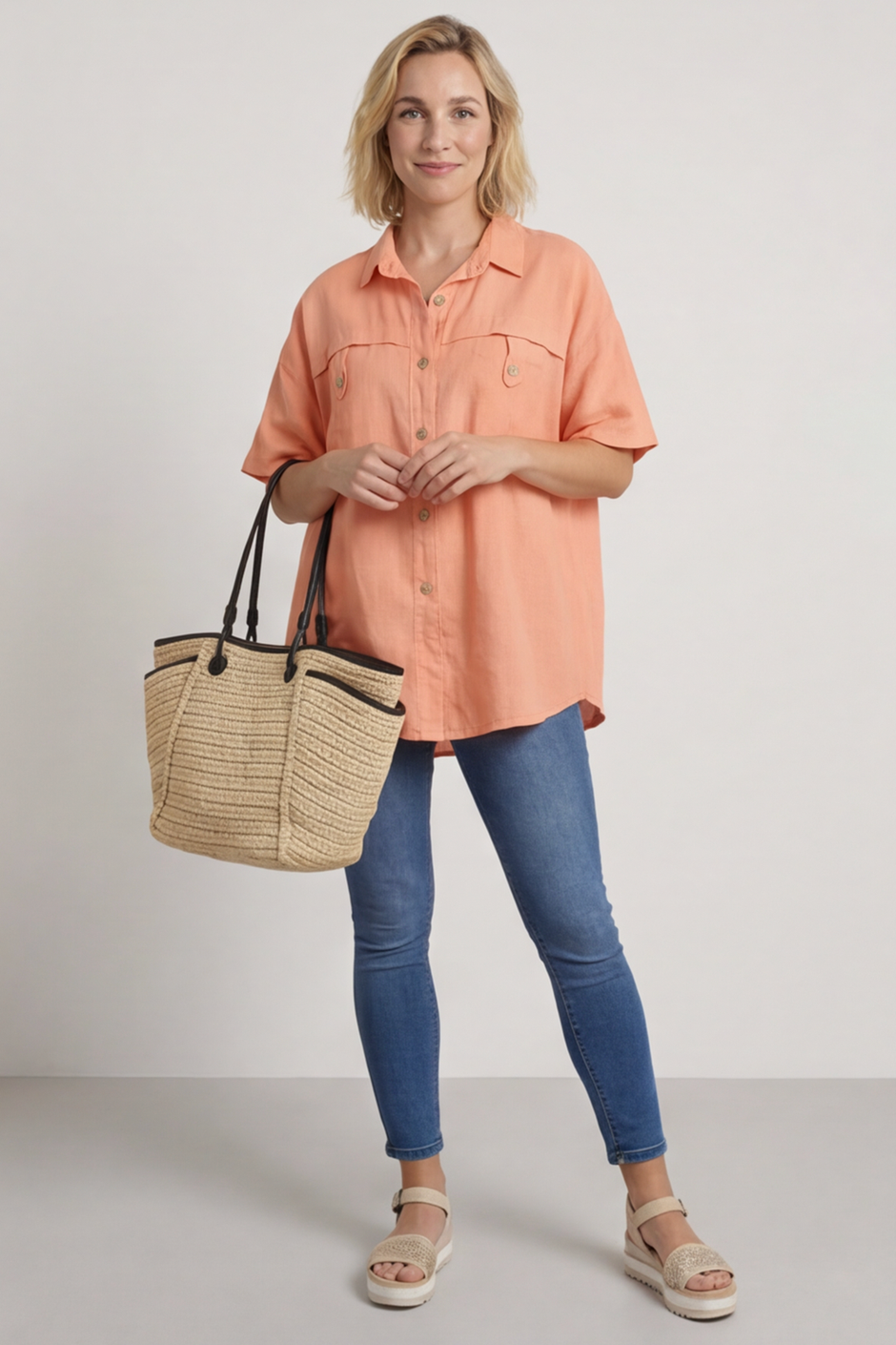 Lily Linen Shirt Orange