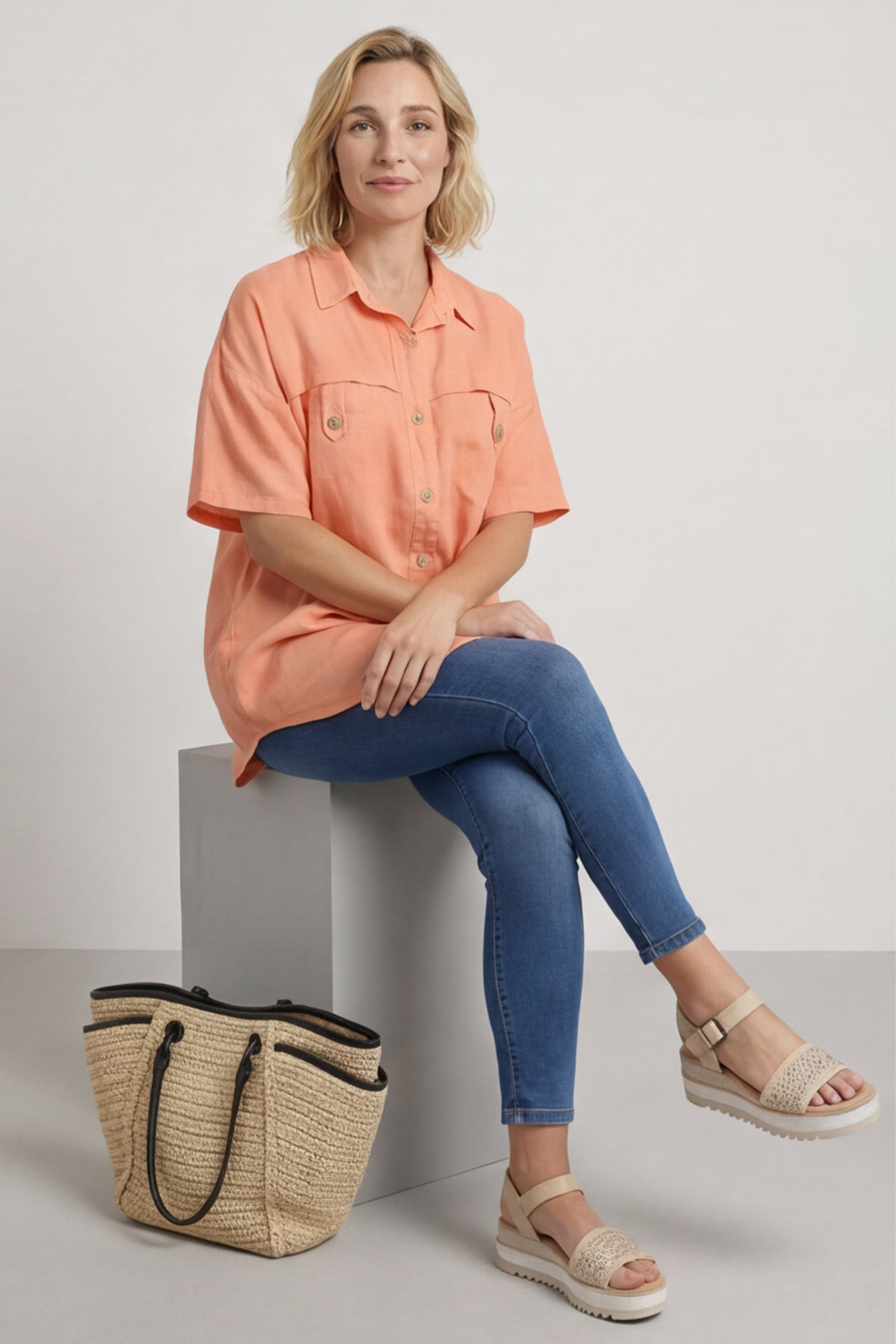 Lily Linen Shirt Orange
