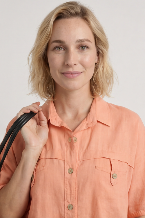 Lily Linen Shirt Orange - Image 3