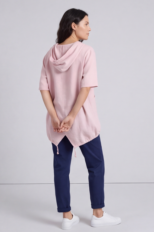 Linda Hooded Linen Top Pink - Image 3