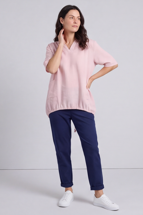 Linda Hooded Linen Top Pink - Image 6