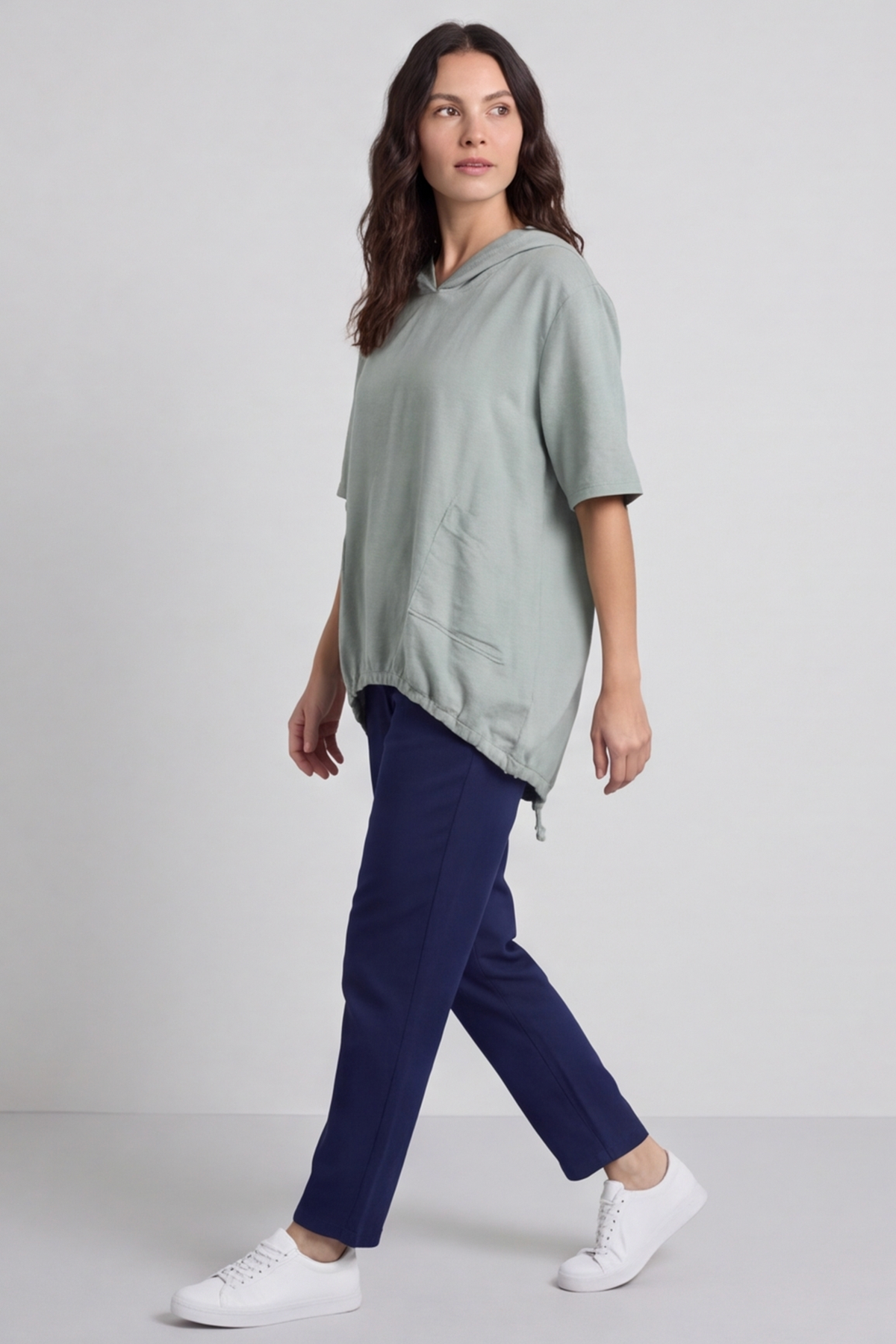 Linda Hooded Linen Top Khaki