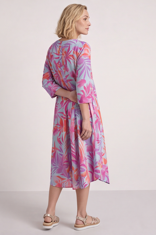 Eleni Botanical Print Linen Dress Powder Blue - Image 5
