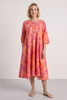 Eleni Botanical Print Linen Dress Light Orange