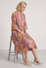 Eleni Botanical Print Linen Dress Sage Green