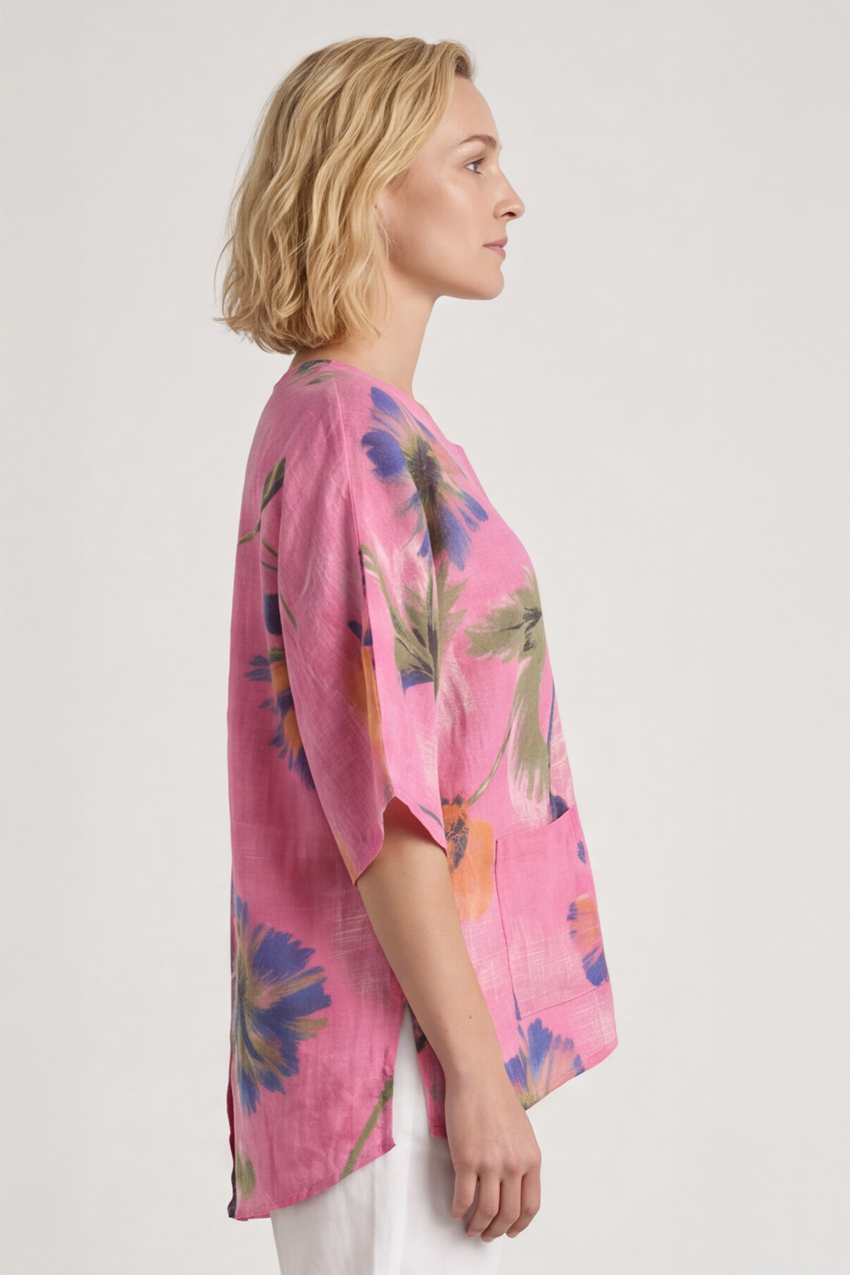 Isolde Botanical Print Top Pink