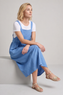 Meredith Linen Pinafore Dress Powder Blue