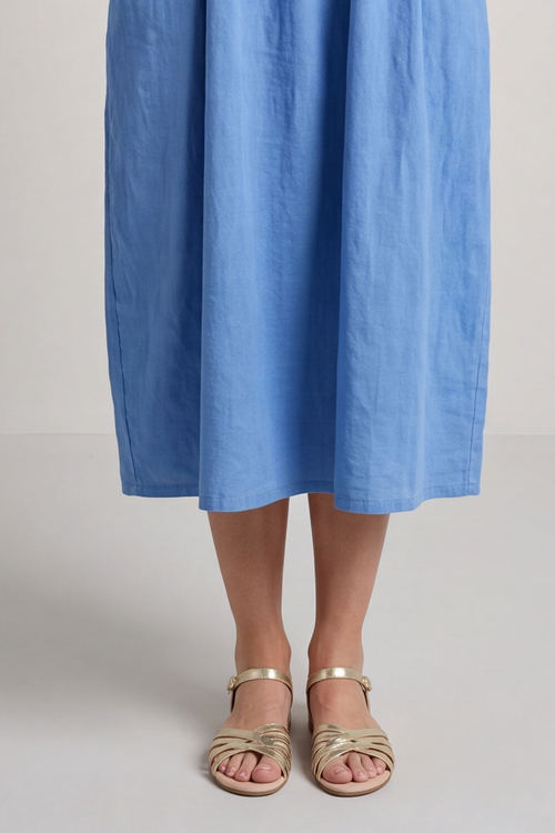 Meredith Linen Pinafore Dress Powder Blue - Image 6