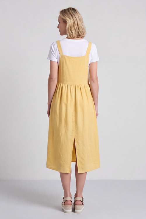 Meredith Linen Pinafore Dress Yellow - Image 5