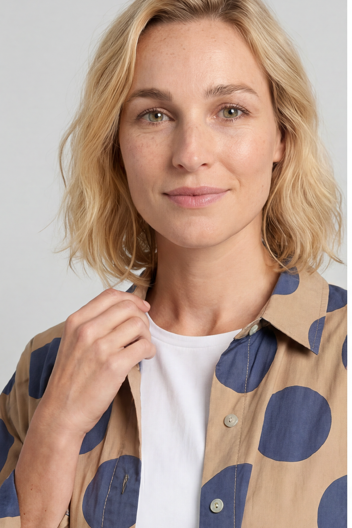 Lita Spot Print Cotton Shirt Camel