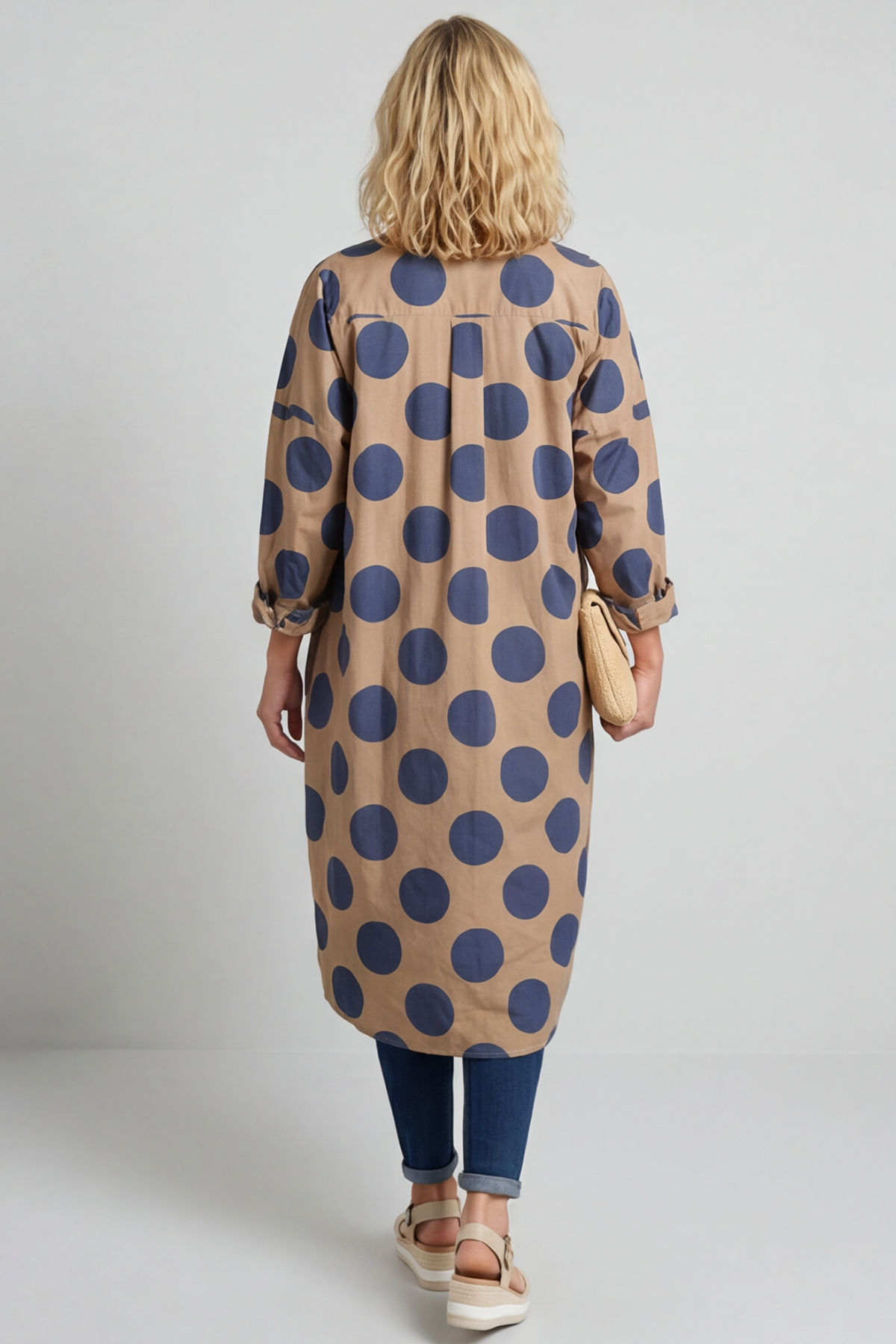 Lita Spot Print Cotton Shirt Camel
