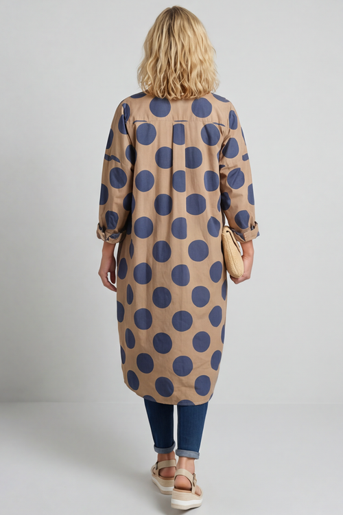 Lita Spot Print Cotton Shirt Camel - Image 5