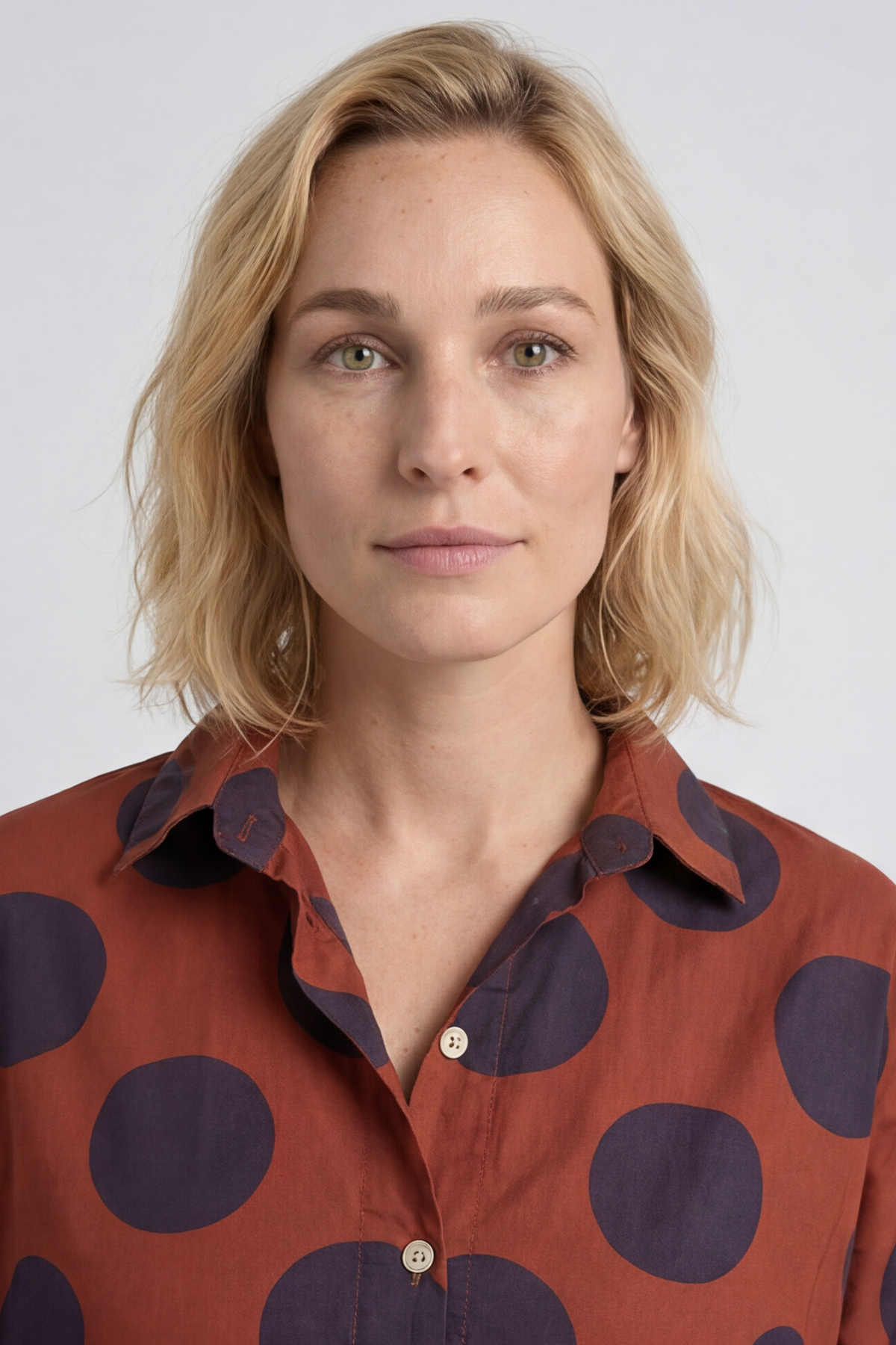 Lita Spot Print Cotton Shirt Burnt Orange