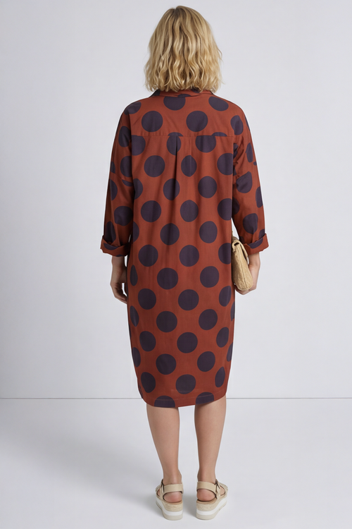 Lita Spot Print Cotton Shirt Burnt Orange - Image 4