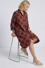 Lita Spot Print Cotton Shirt Burnt Orange Burnt Orange - Lita Spot Print Cotton Shirt Burnt Orange
