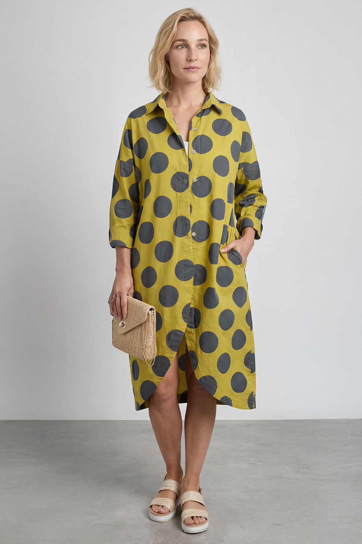 Lita Spot Print Cotton Shirt Moss