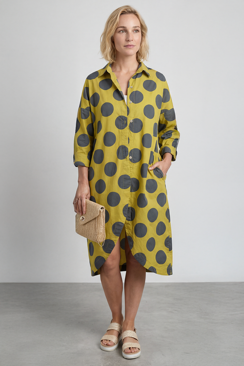 Lita Spot Print Cotton Shirt Moss - Image 4