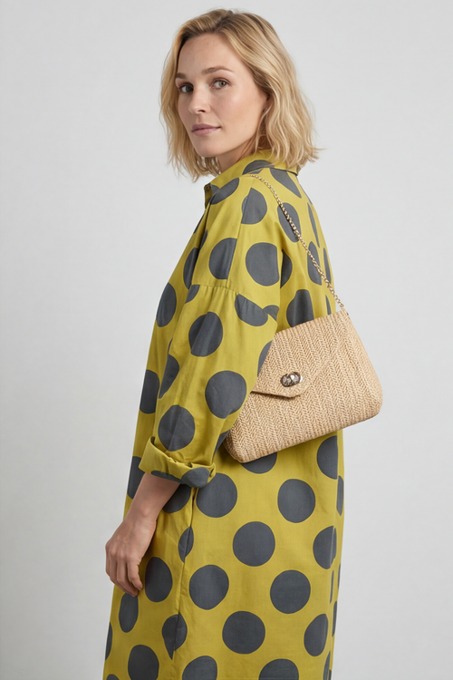 Lita Spot Print Cotton Shirt Moss - Image 2