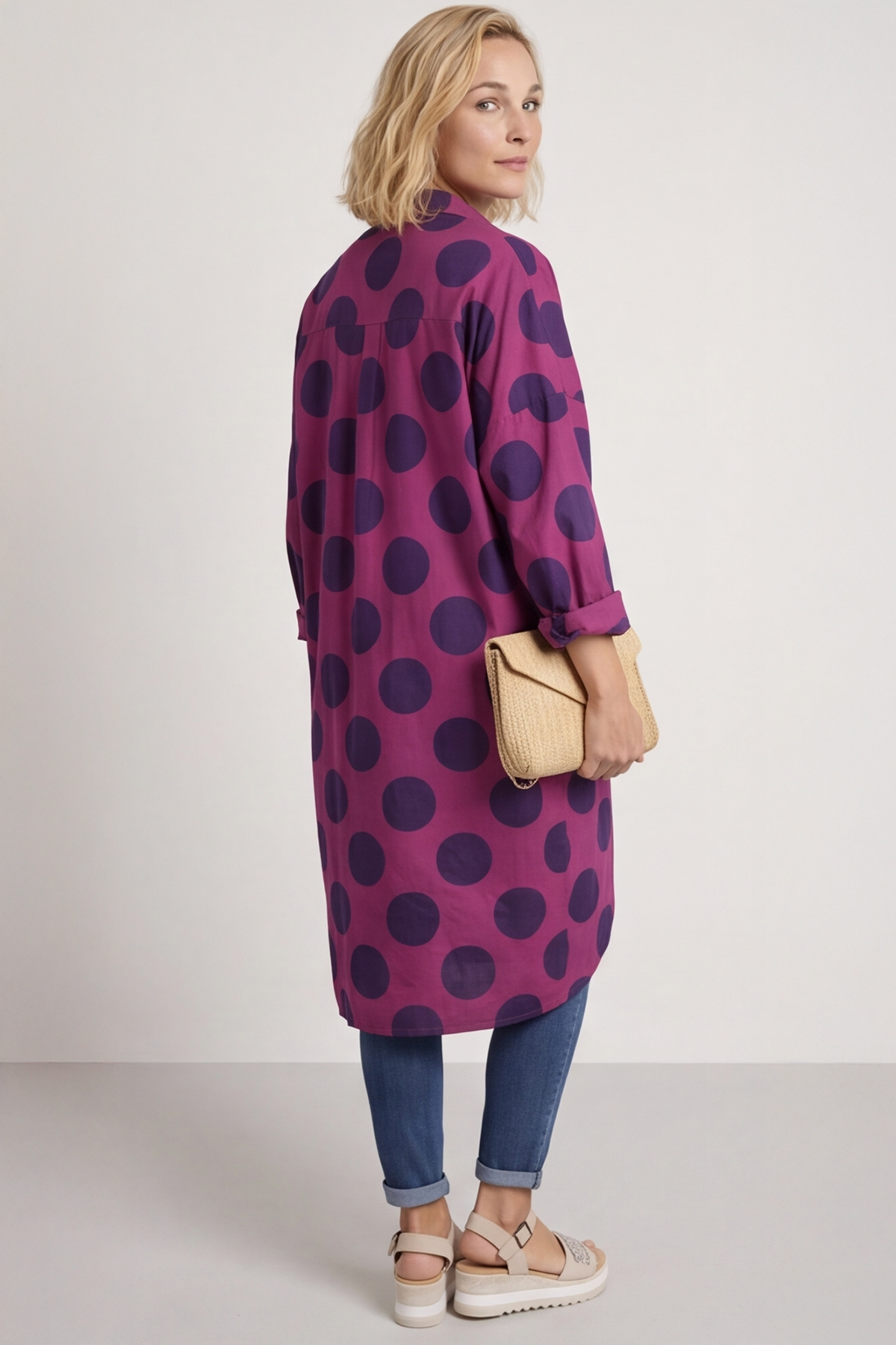 Lita Spot Print Cotton Shirt Berry
