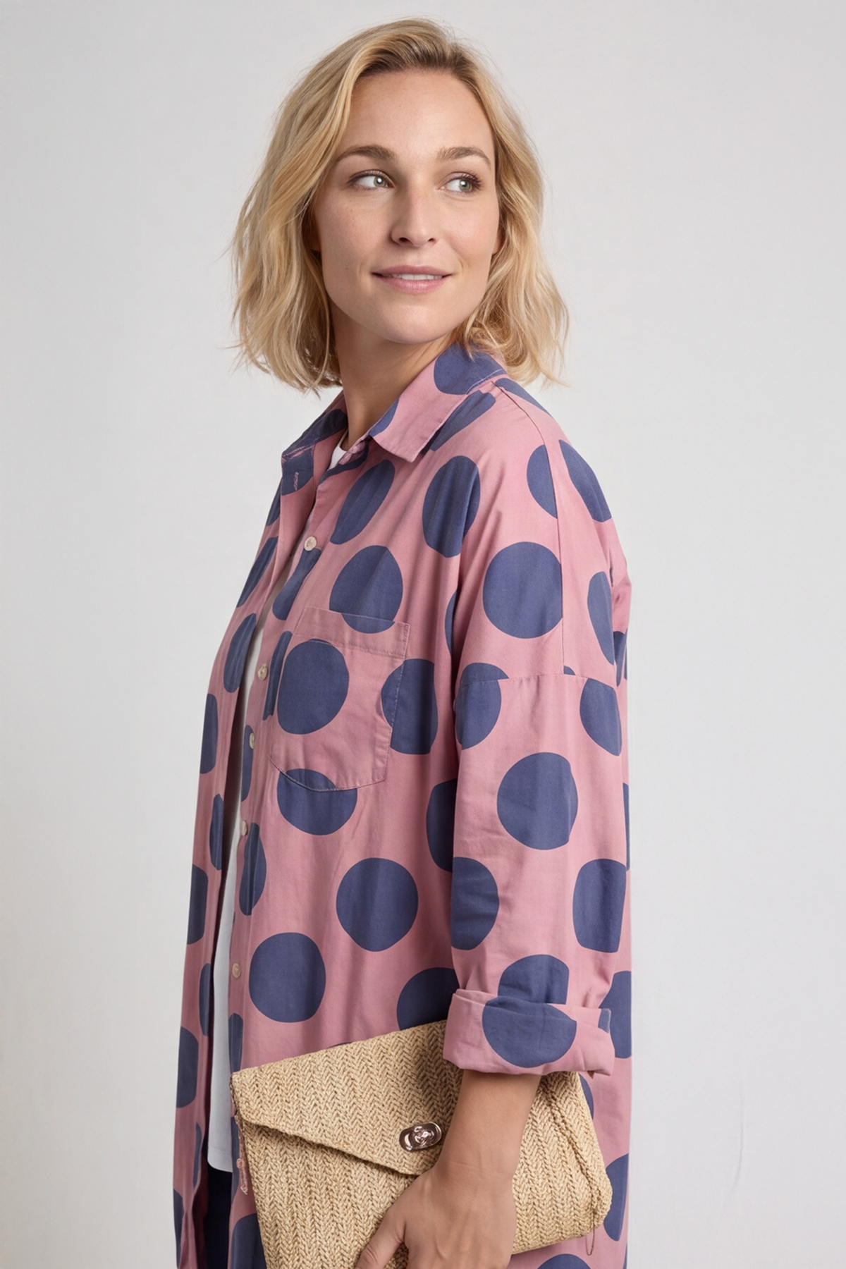 Lita Spot Print Cotton Shirt Pink