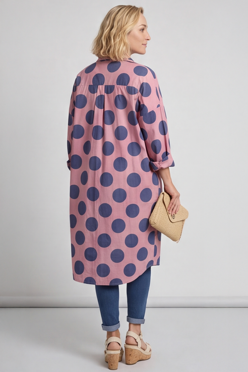 Lita Spot Print Cotton Shirt Pink - Image 3