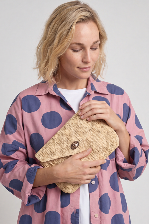 Lita Spot Print Cotton Shirt Pink - Image 4