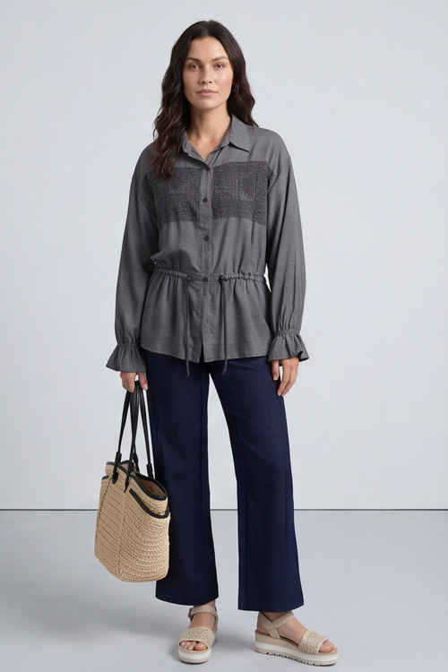 Liyana Lace Detail Shirt Charcoal - Image 4