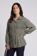 Liyana Lace Detail Shirt Khaki Khaki - Liyana Lace Detail Shirt Khaki
