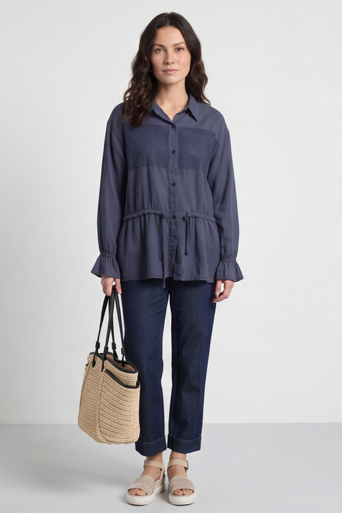 Liyana Lace Detail Shirt Navy - Image 6