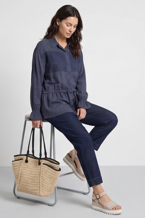Liyana Lace Detail Shirt Navy - Image 2