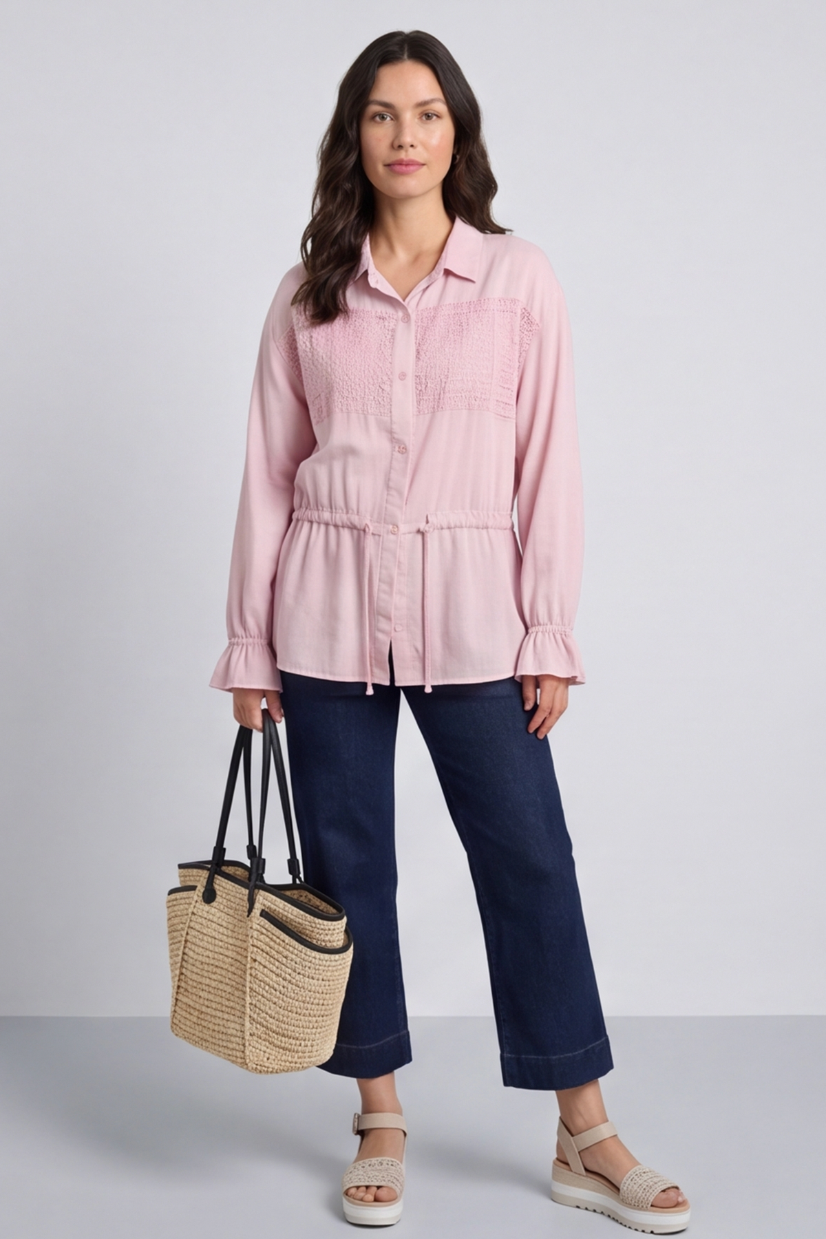 Liyana Lace Detail Shirt Pink