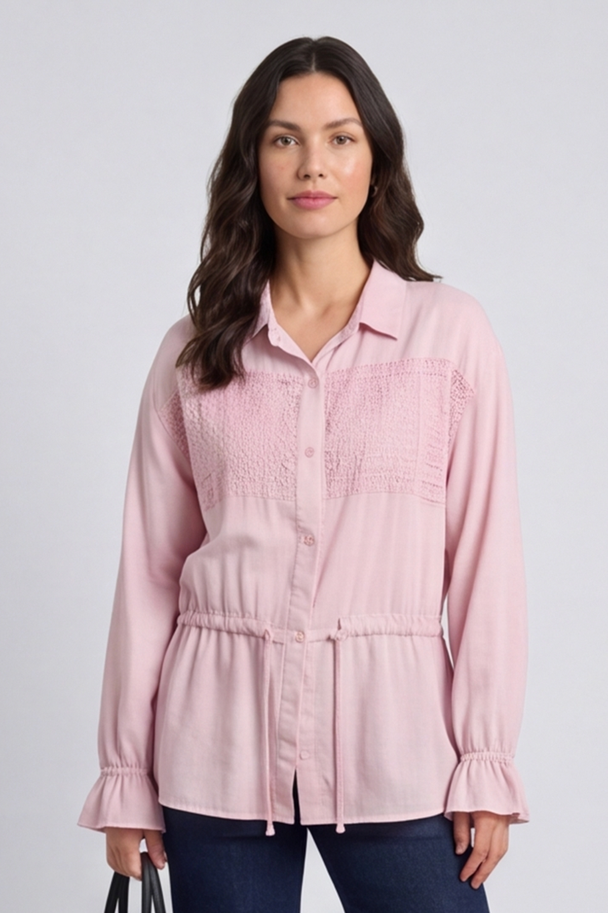 Liyana Lace Detail Shirt Pink