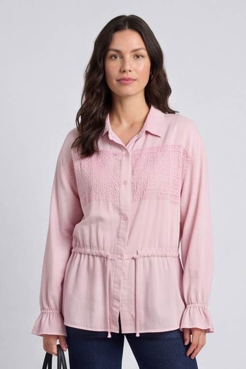 Liyana Lace Detail Shirt Pink - Image 6