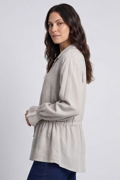 Liyana Lace Detail Shirt Stone - Image 2