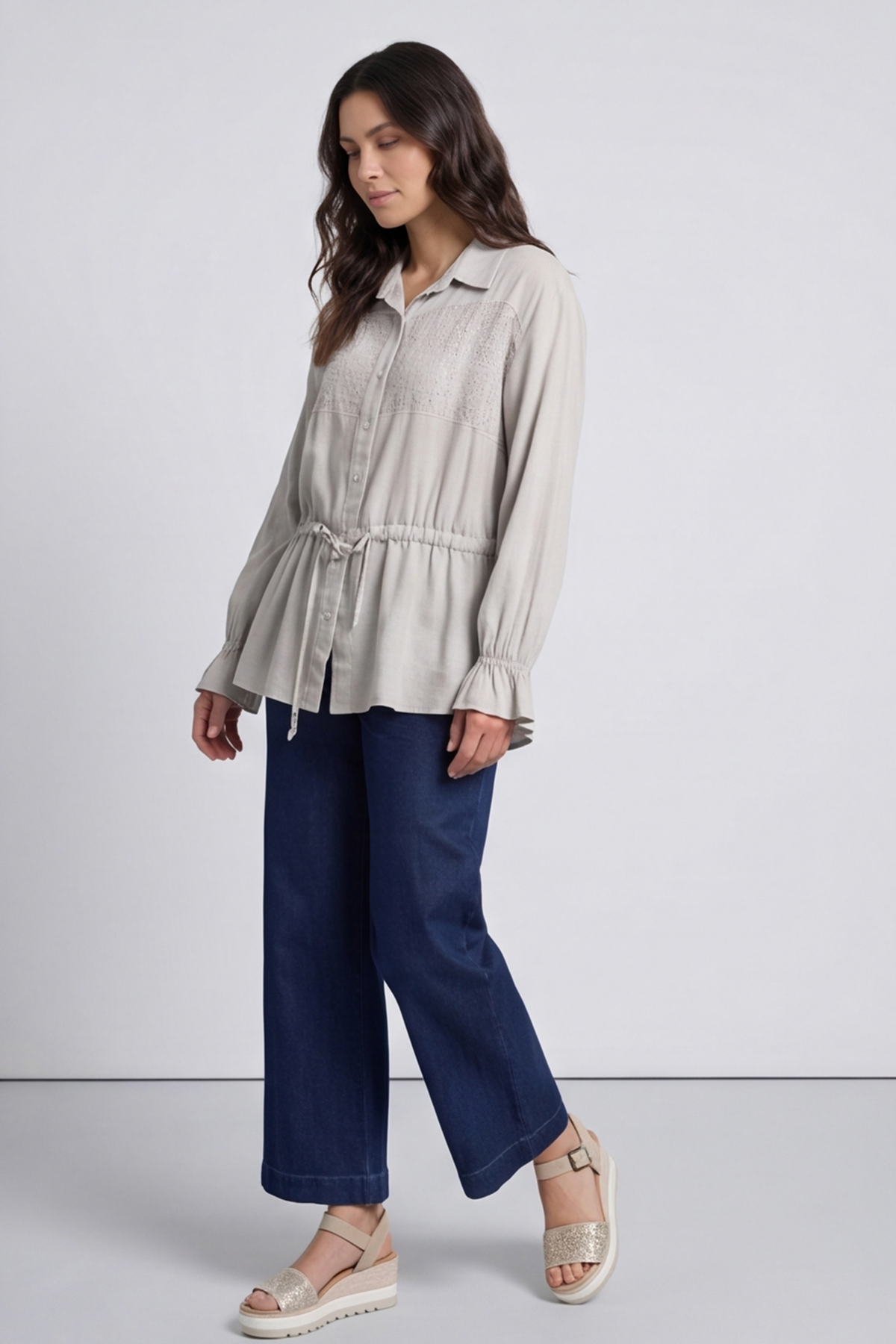 Liyana Lace Detail Shirt Stone