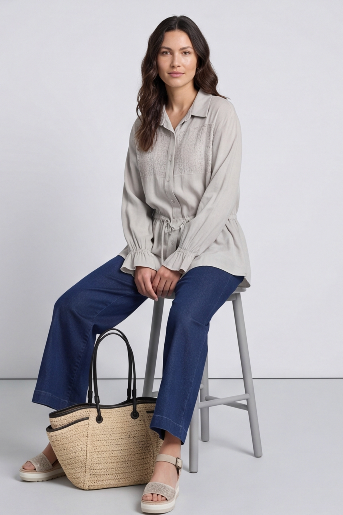 Liyana Lace Detail Shirt Stone